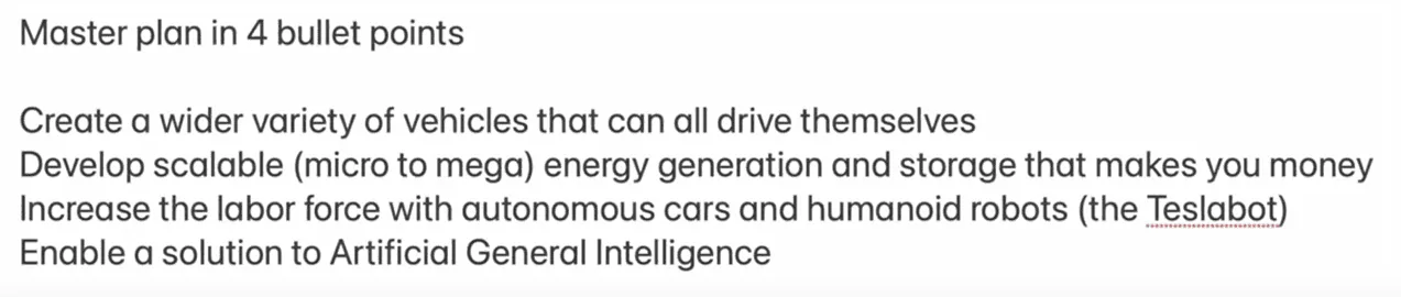 Cybercab Robotaxi Tesla Masterplan Part 3 according to Steven Markryian Master Plan Part 3 guess