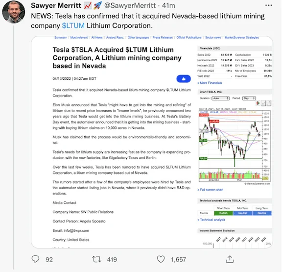 Cybercab Robotaxi Tesla acquires $LTUM Lithium corporation UPDATE: FAKE NEWS Screen Shot 2022-04-13 at 11.06.17 AM