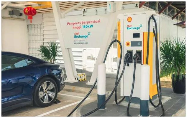 Cybercab Robotaxi The EV Charge Stations to become the Norm (Shell Steps Up with Smart Parking Barrier) Shell Recharge EV fast charging tested in Malaysia – 180 kW of DC power in a Porsche Taycan i
