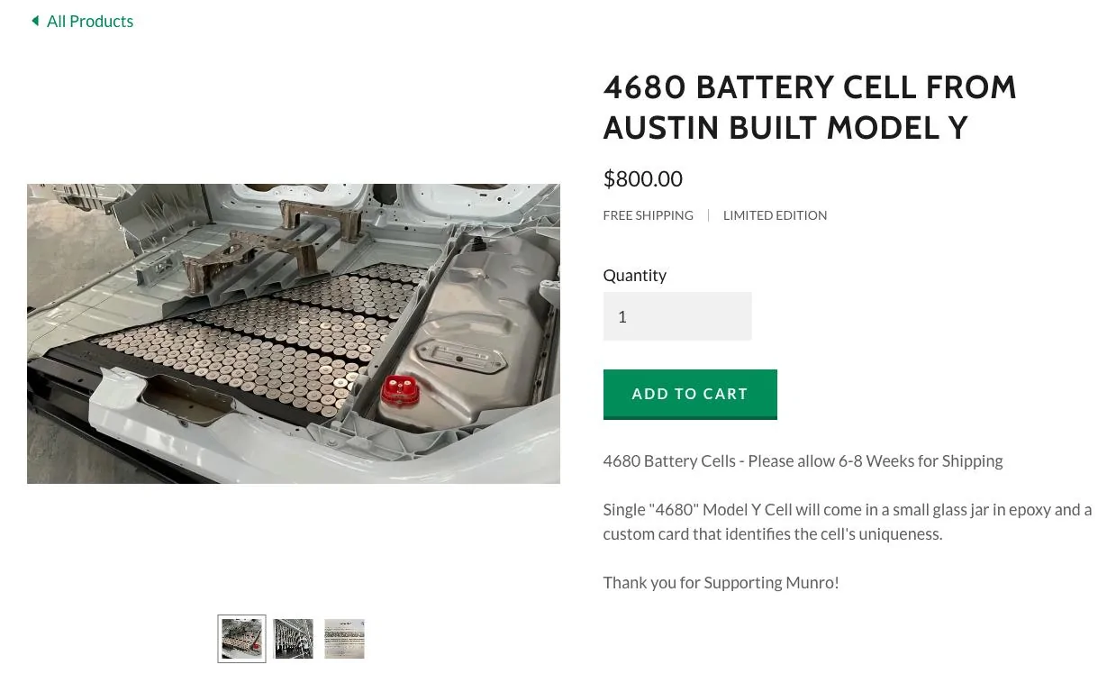 Cybercab Robotaxi Munro Associates getting a New Model Y with 4680 cells for teardown & visiting IDRA for Giga Press review 4680 Battery Cell from Austin Built Model Y 2022-06-29 13-37-37