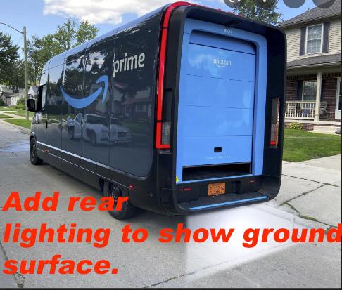 Cybercab Robotaxi A Look Inside Rivian's Electric Delivery Vehicle van back ground lightnin