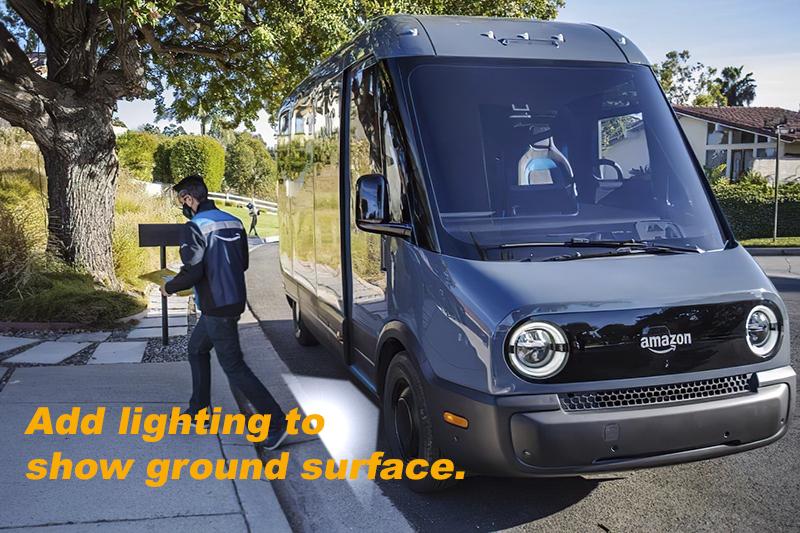 Cybercab Robotaxi A Look Inside Rivian's Electric Delivery Vehicle truck side ground lightnin