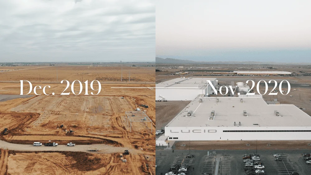 Cybercab Robotaxi Lucid factory phase 1 complete Casa-Grande_before-and-after_final