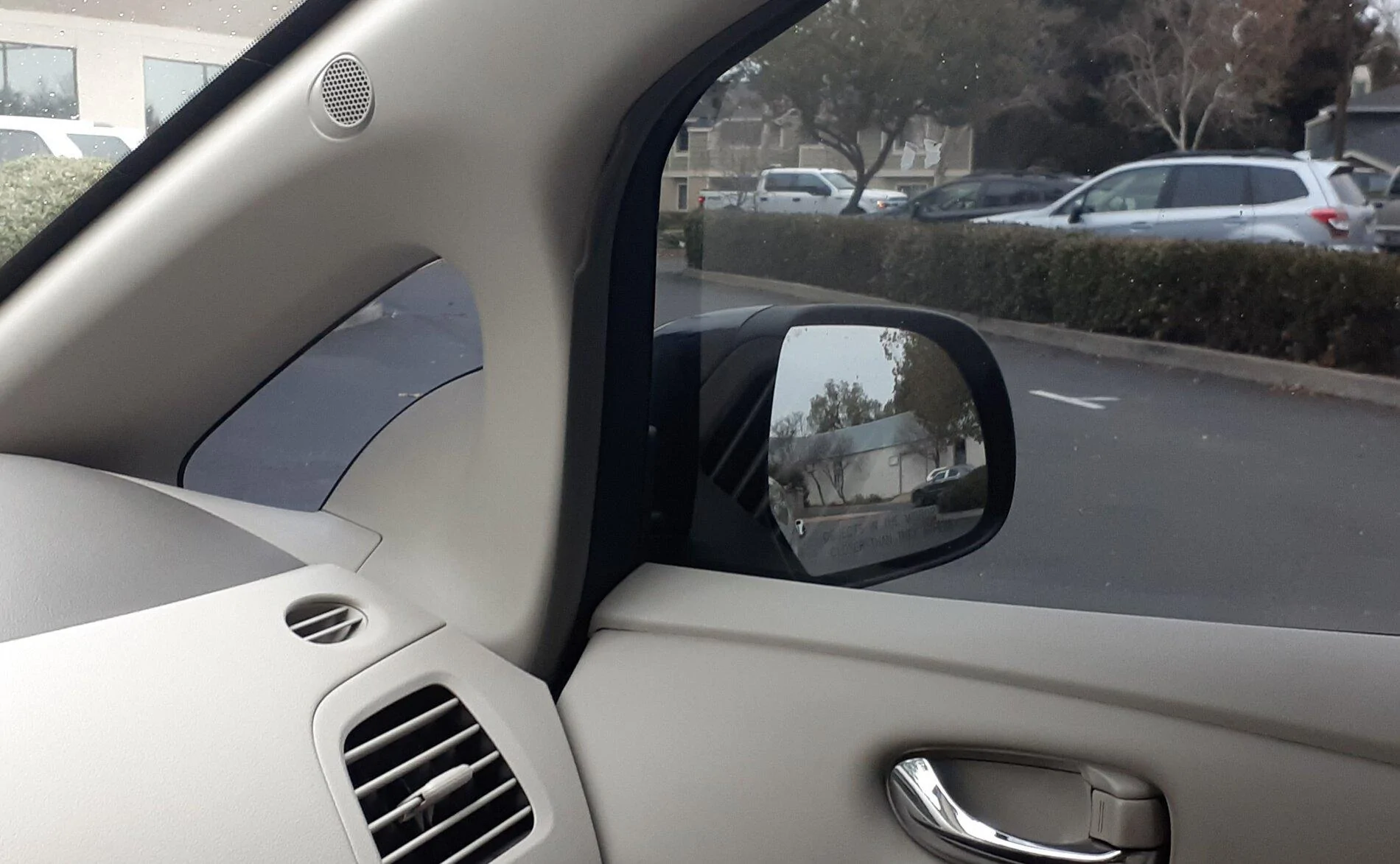 Cybercab Robotaxi camera side mirror on leaf 20210126_183630