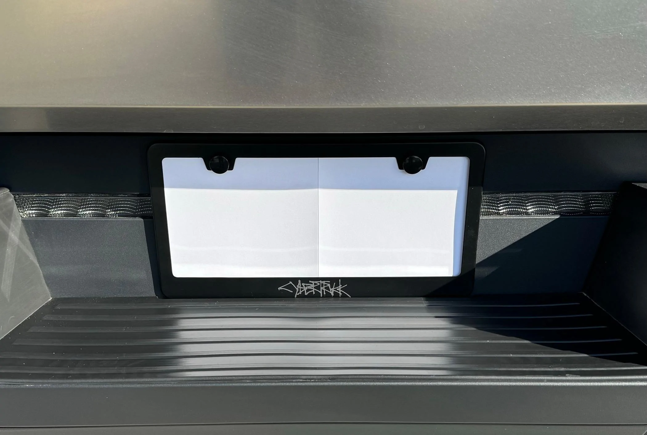 Cybercab Robotaxi ? Cybertruck Graffiti Stainless Steel License Plate Frame IMG_6285