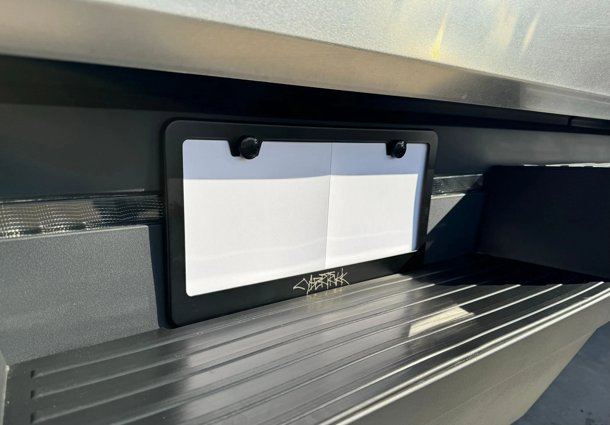 Cybercab Robotaxi ? Cybertruck Graffiti Stainless Steel License Plate Frame IMG_6287