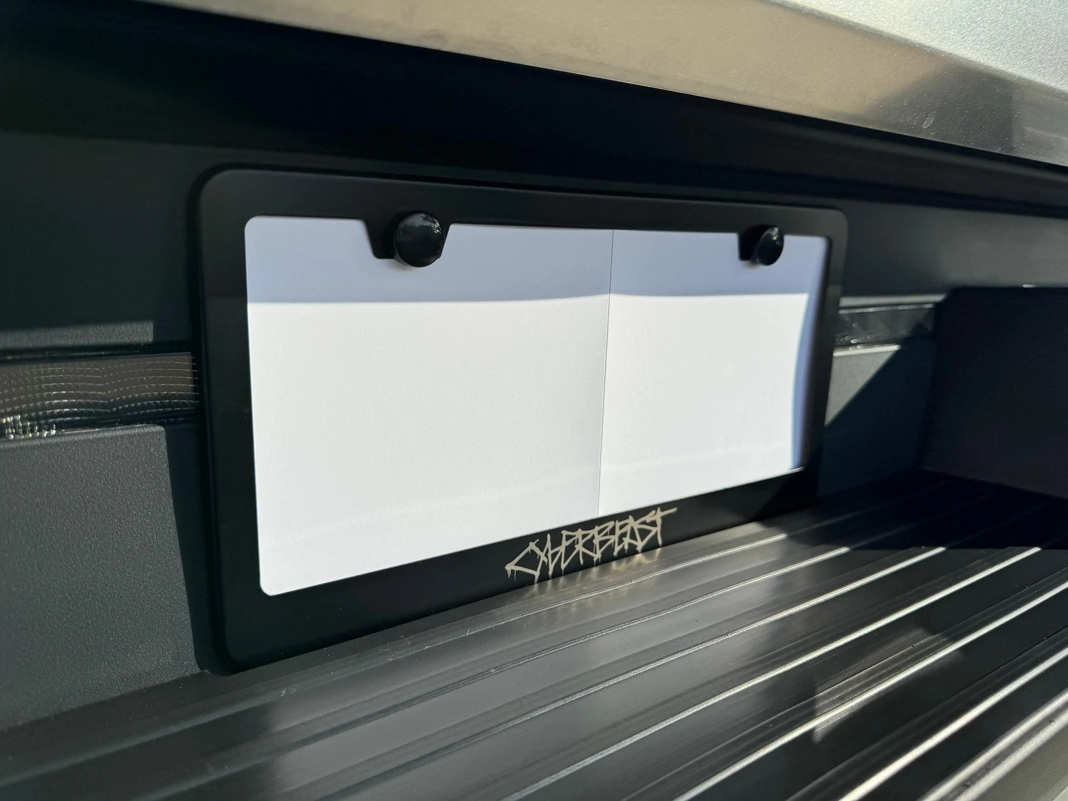 Cybercab Robotaxi ? CYBERBEAST Graffiti Stainless Steel License Plate Frame IMG_6292