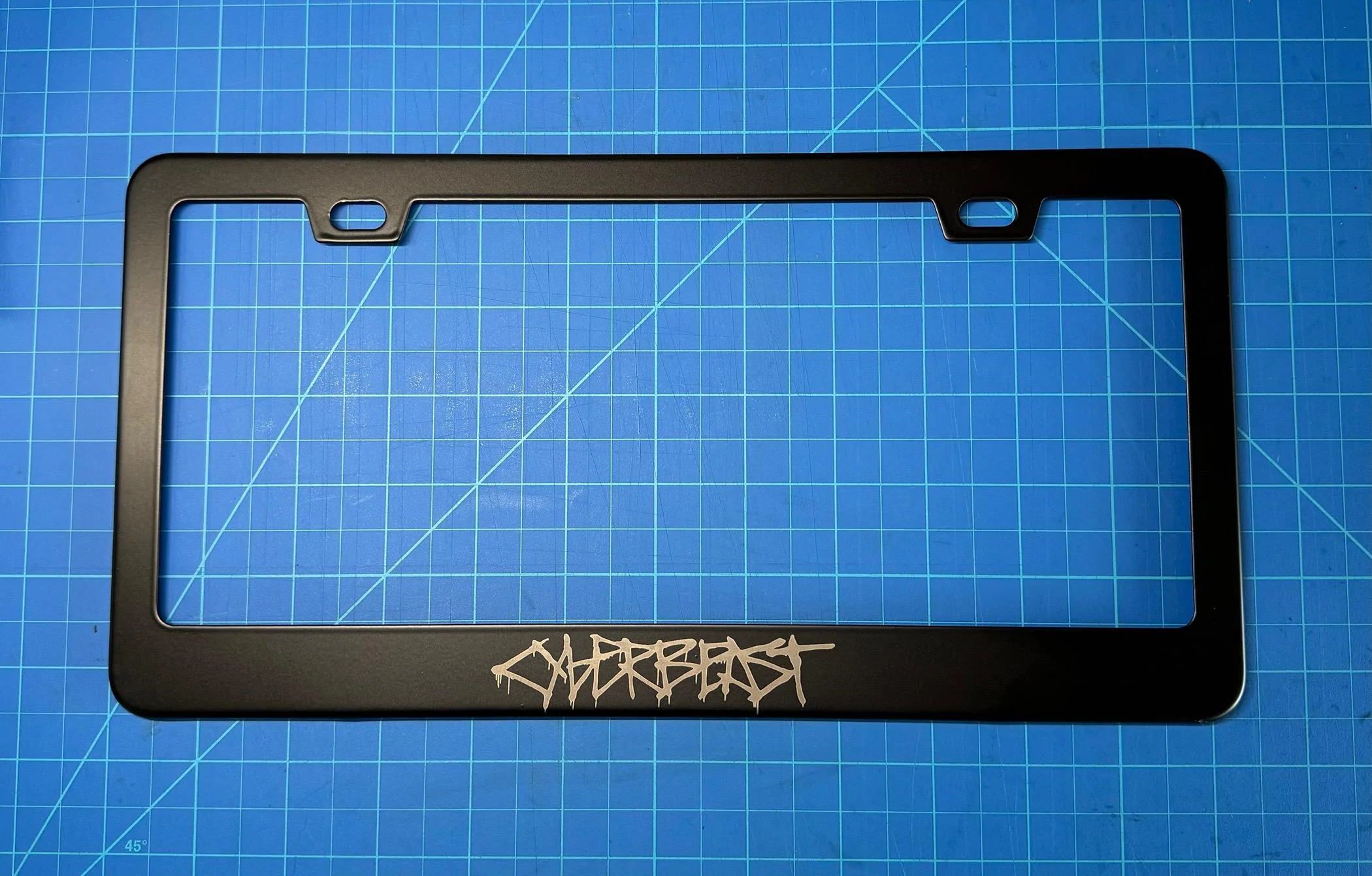 Cybercab Robotaxi ? CYBERBEAST Graffiti Stainless Steel License Plate Frame IMG_6273