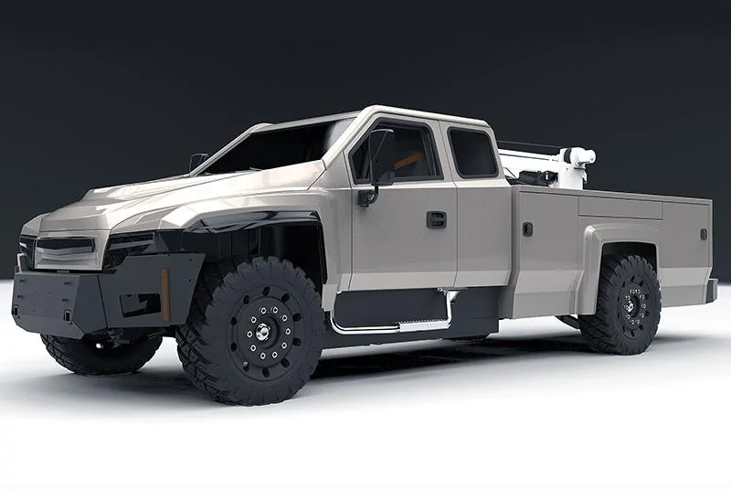 Cybercab Robotaxi Minnesota startup sees a growing niche market for electric work trucks zeus-electric-truck-utility-hoist