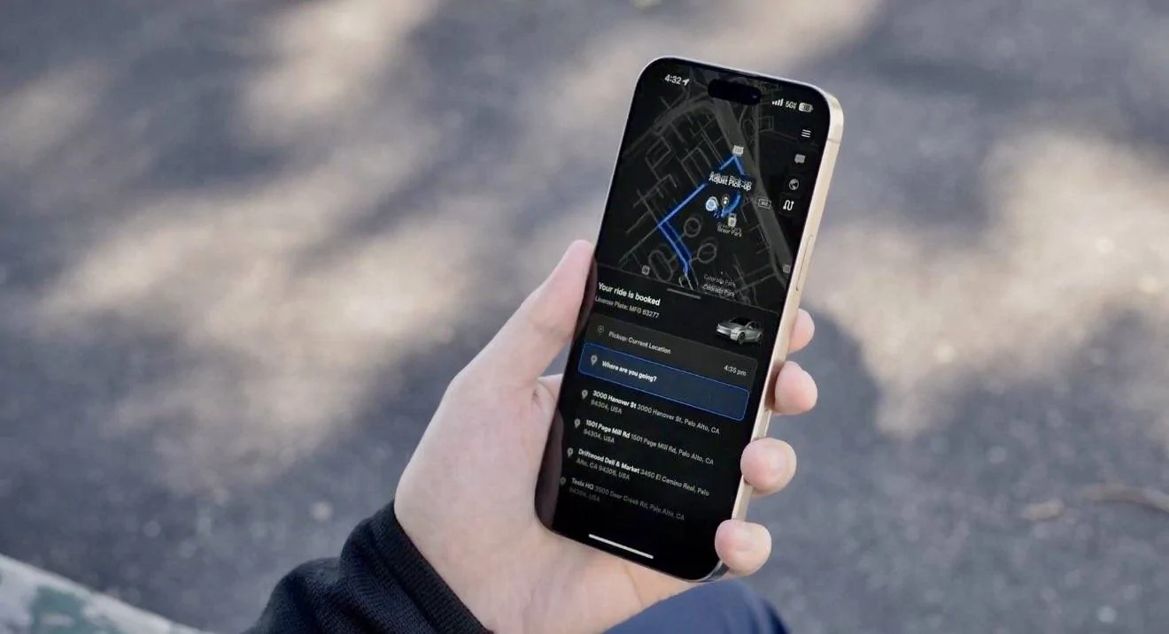 Cybercab Robotaxi Tesla Robotaxi Ride-Hailing App - first official look! tesla robotaxi ride-hailing app fsd 1