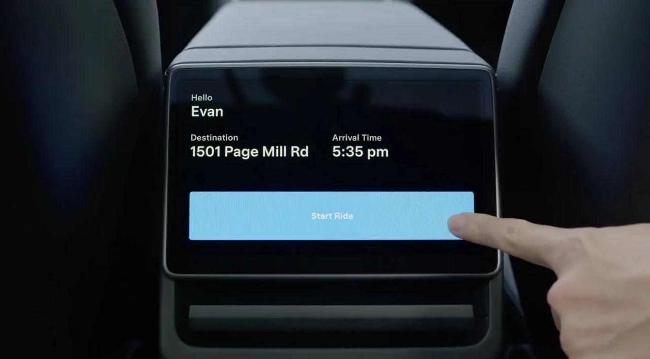 Cybercab Robotaxi Tesla Robotaxi Ride-Hailing App - first official look! tesla robotaxi ride-hailing app fsd 4