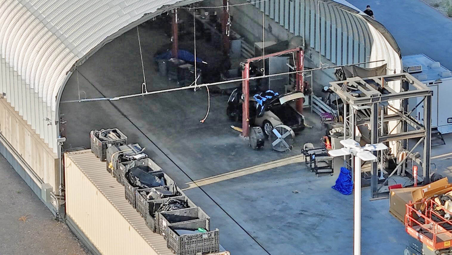 Cybercab Robotaxi Cybercab production gets closer! First one spotted at Giga Texas crash test facility & test track Cybercab-crash-test-2