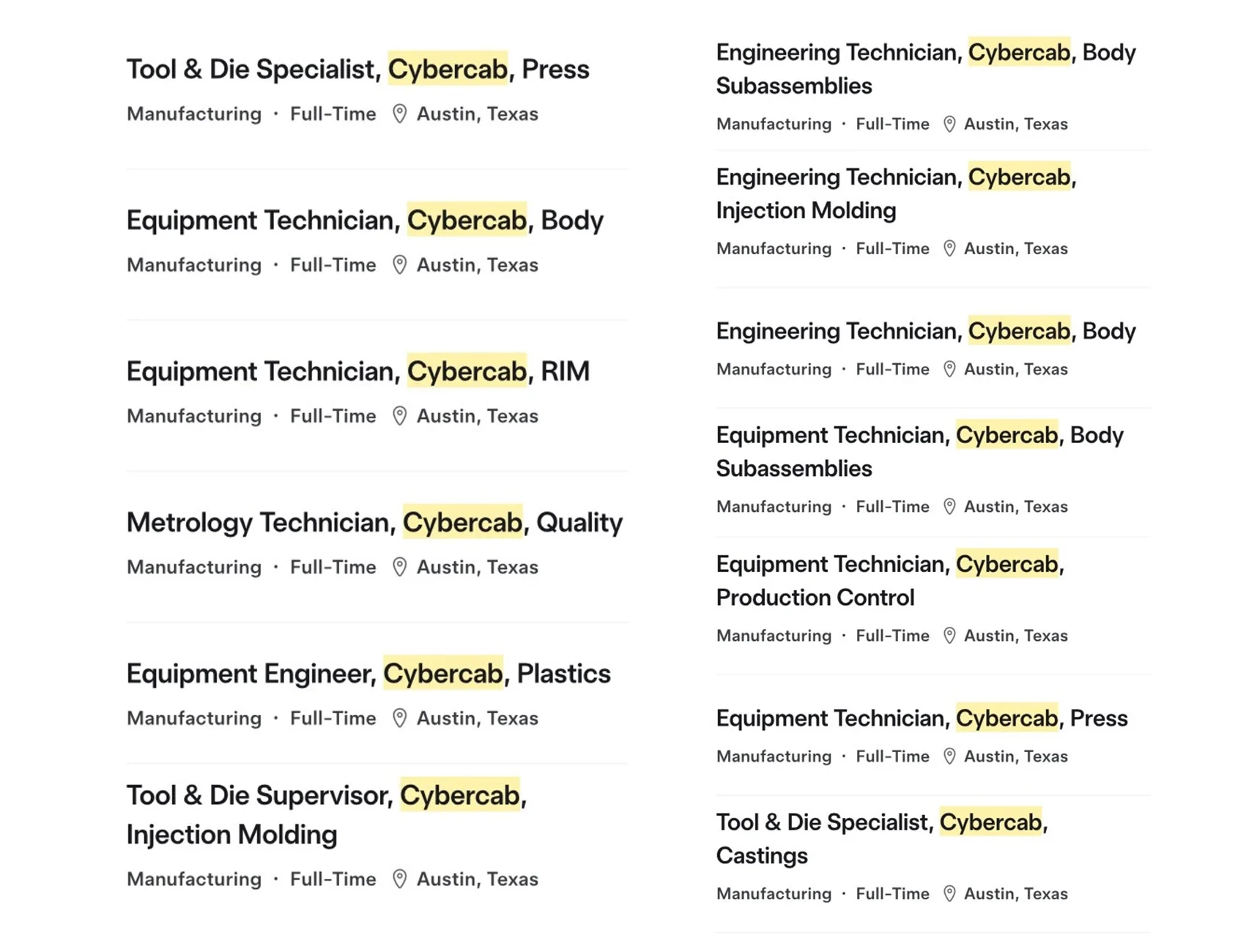 Cybercab Robotaxi 13 job openings related to Cybercab production now listed G34awptXsAIWKWz
