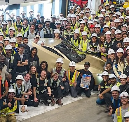 Cybercab Robotaxi First production Cybercab rolls off the line at Giga Texas! HBYR8tRbUAAPV4b copy