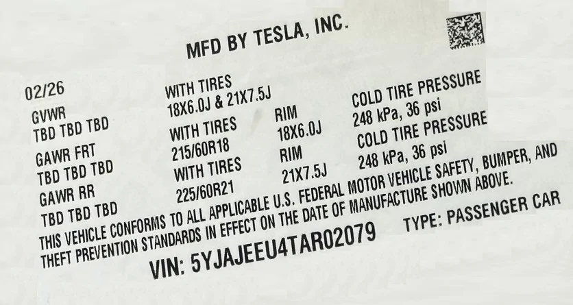 Cybercab Robotaxi Cybercab production interior - photos Cybercab VIN 