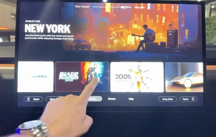 Demo of Cybercab touchscreen display / UI software from reveal night