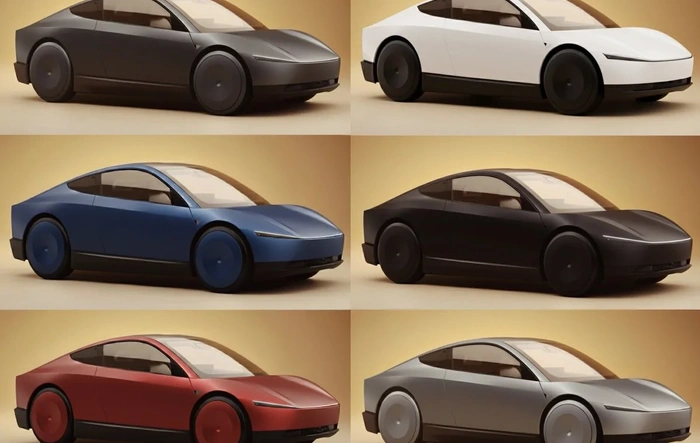 Cybercab in matte wraps (Tesla colors)